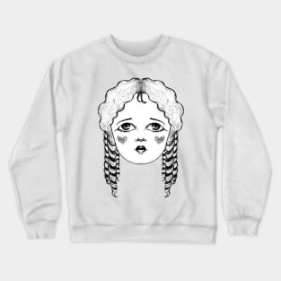 Antique Doll - Pattern - Pink Crewneck Sweatshirt